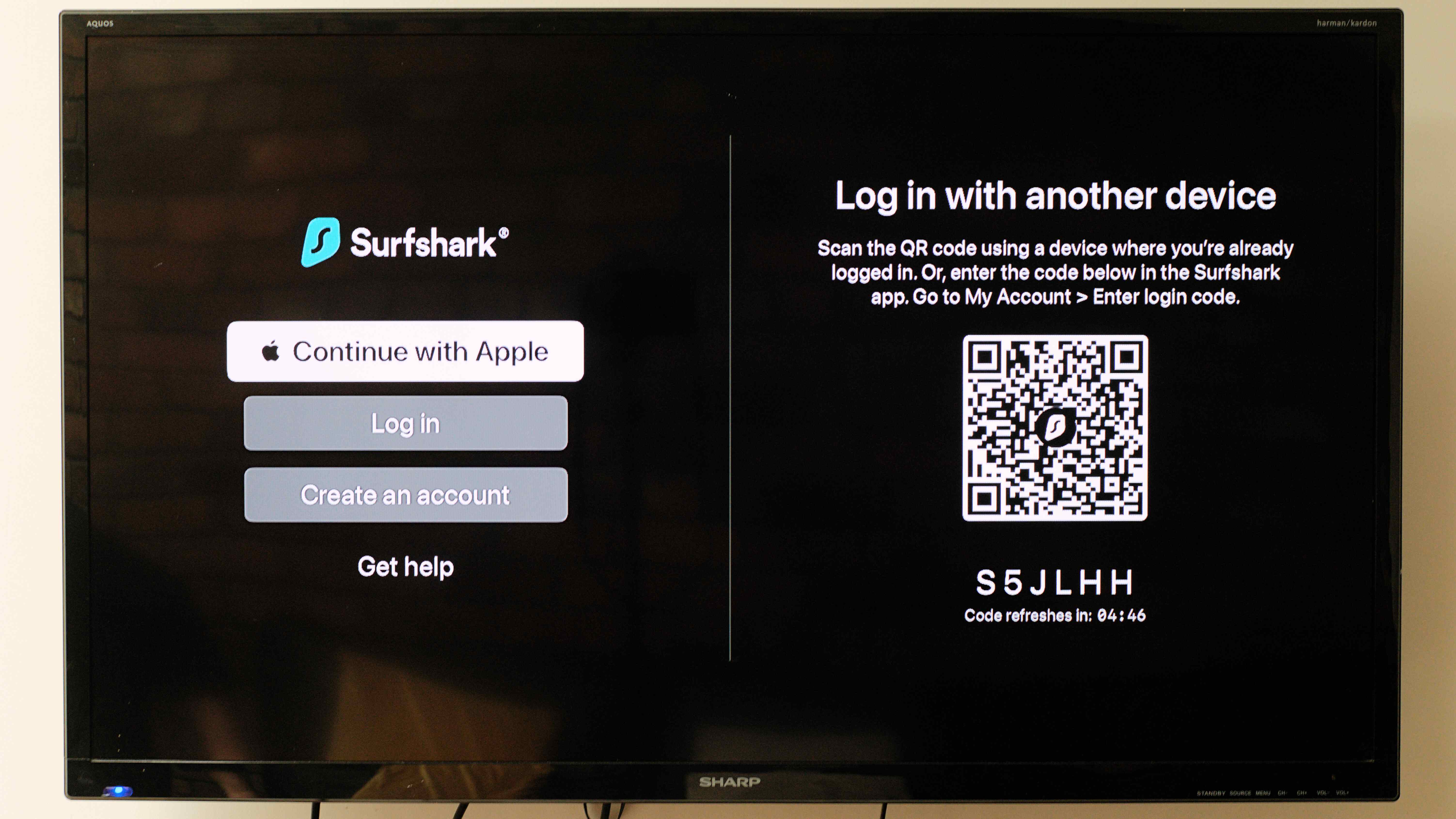 Surfshark app running on an Apple TV