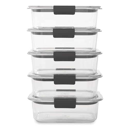 Rubbermaid Brilliance Food Storage Containers Bpa Free Airtight Lids Ideal for Lunch Meal Prep &amp;amp; Leftovers Set of 5 (3.2 Cup)
