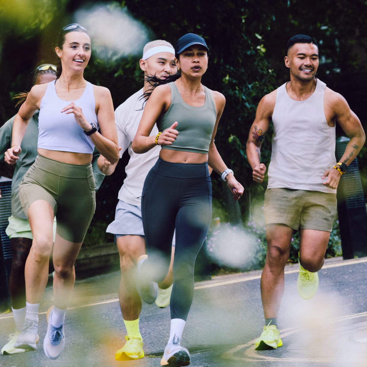 Five runners wearing the new Fast and Free collection sold at lululemon