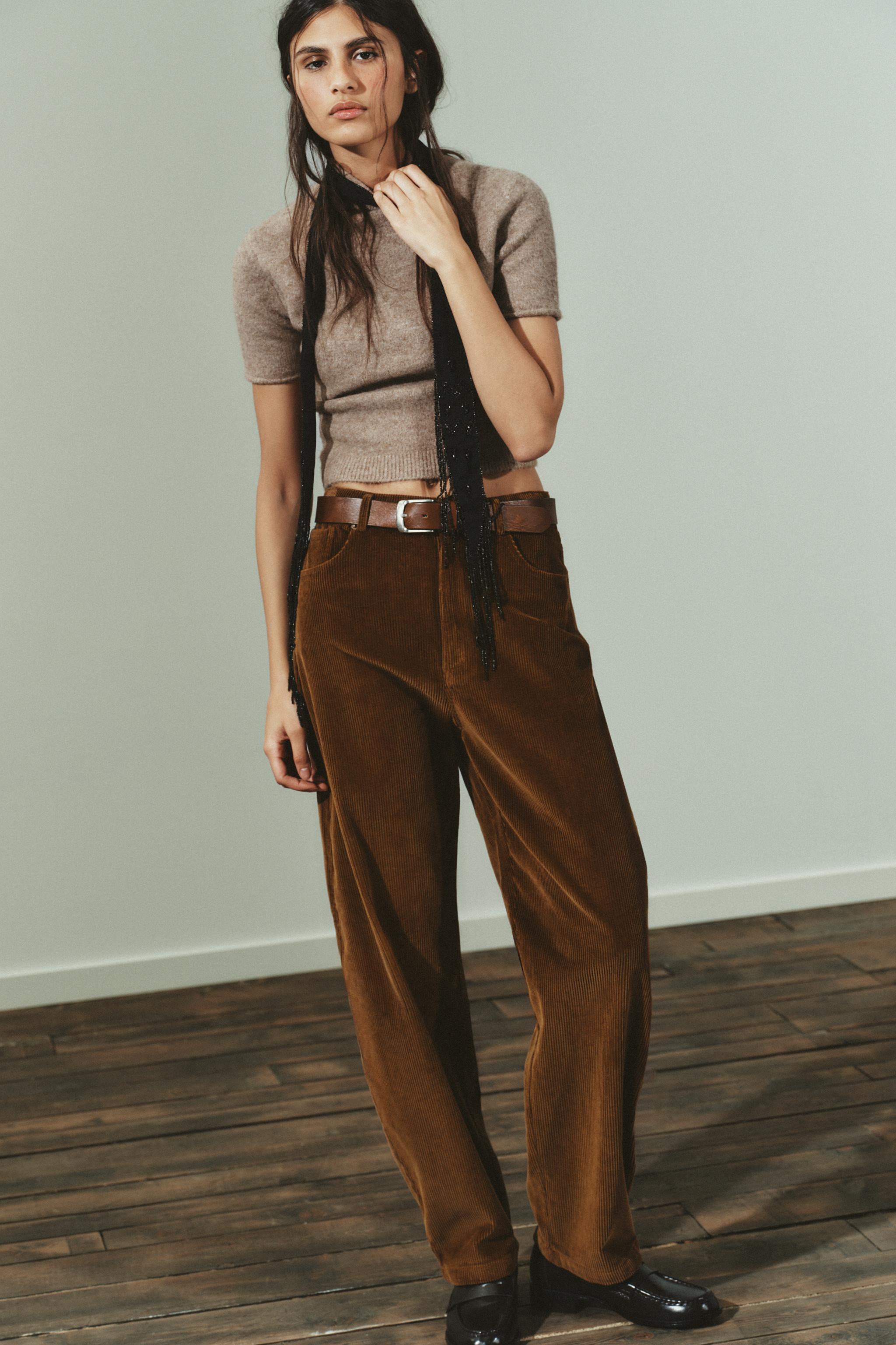 Balloon Corduroy Trousers With Pockets