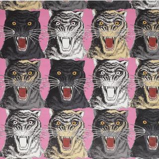 Gucci wallpaper with pink tiger face print