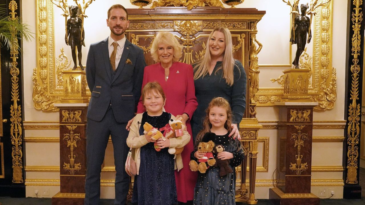 Queen Camilla treats a young cancer patient to her first ever cup of tea 