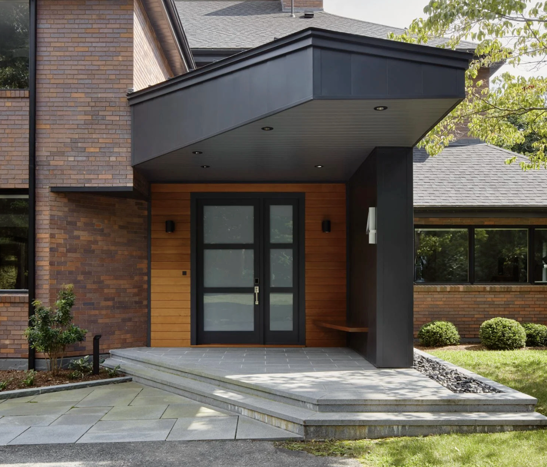 modern front door on a midcentury house
