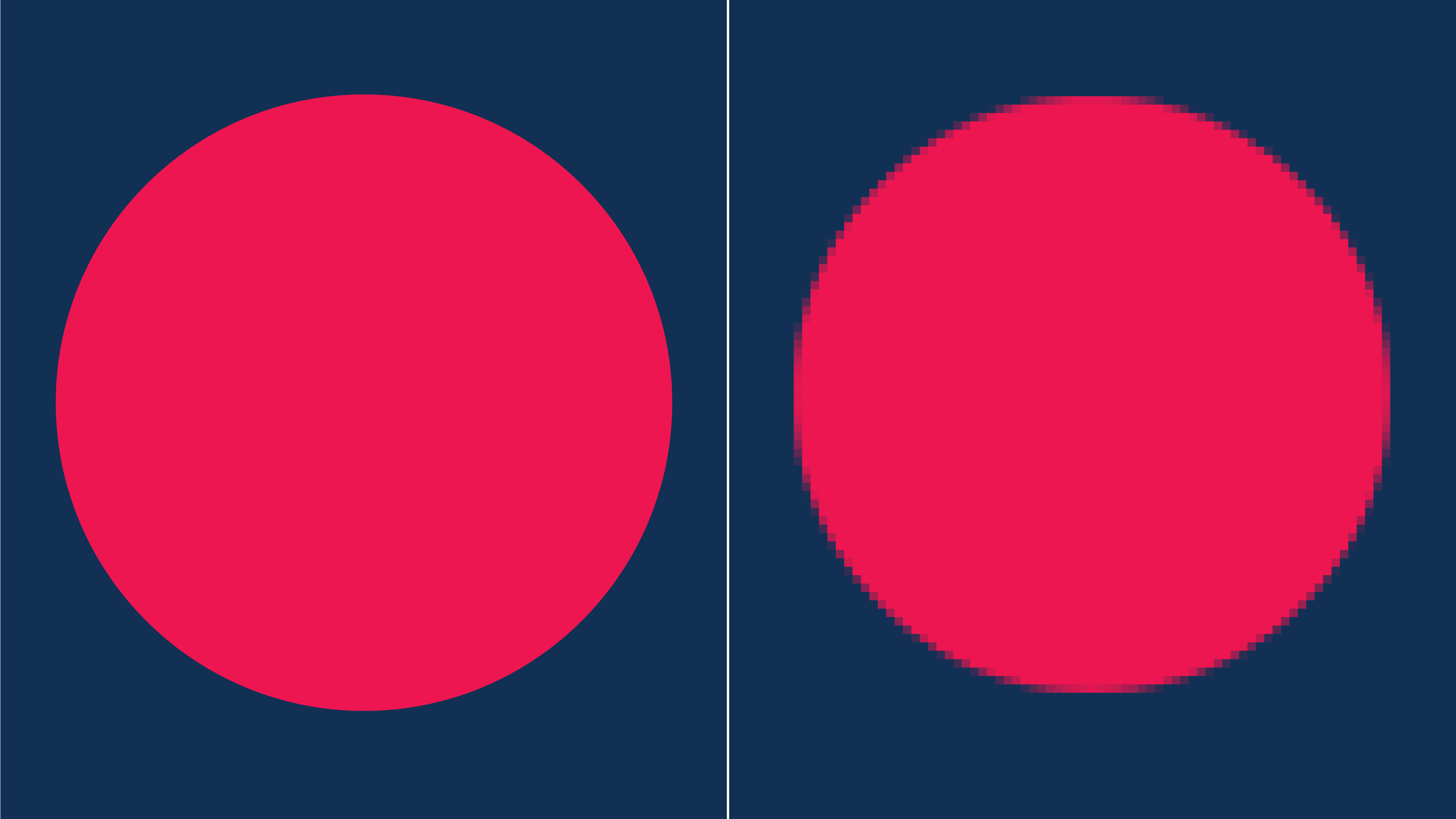 Comparison between a raster graphic and vector graphic