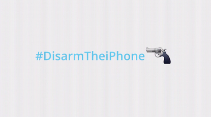 Screenshot from #DisarmTheiPhone campaign video