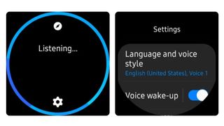 Screenshots showing Bixby's music recognition feature on Wear OS