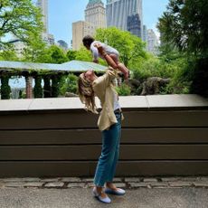 Sofia Richie wears blue ballet flats.