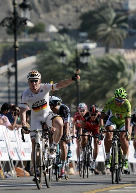 Andr&eacute; Greipel (Lotto Belisol) wins stage 3 of the Tour of Oman