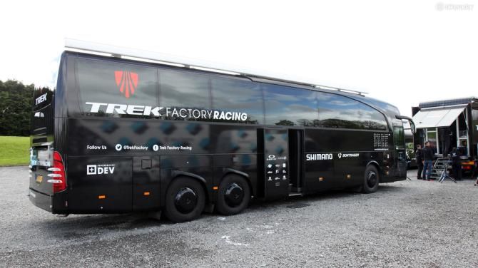 Riders, on the other hand, typically travel in these enormous custom buses