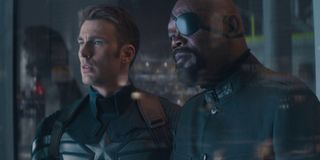 Chris Evans and Samuel L. Jackson in Captain America: The Winter Soldier