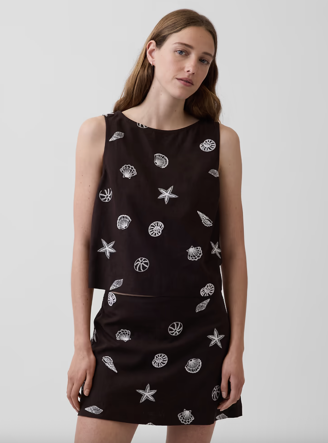Gap Linen-Blend Crop Shell Tank Top