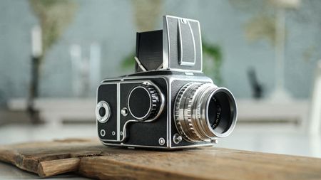Hasselblad 1000F camera on a dining room table