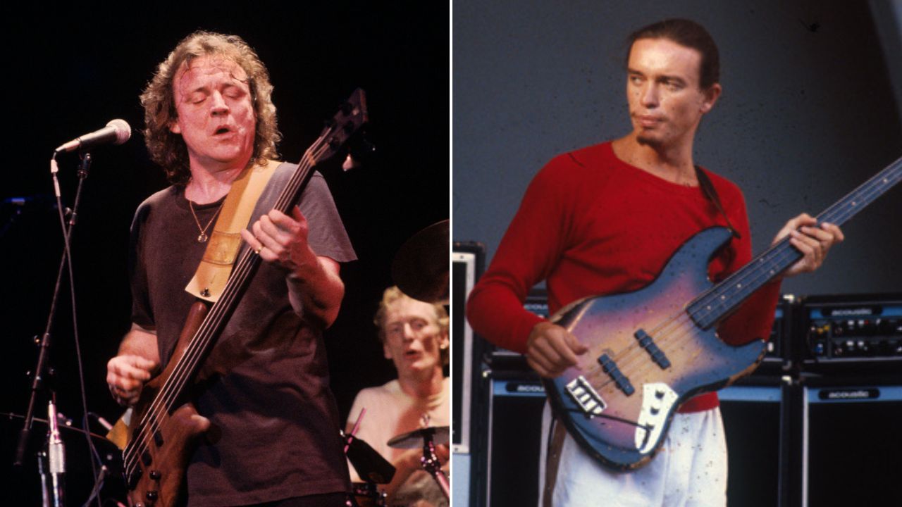 Jack Bruce and Ginger Baker performing at the Bottom Line in New York City on December 7, 1989. Photo of Jaco Pastorius CIRCA 1970.