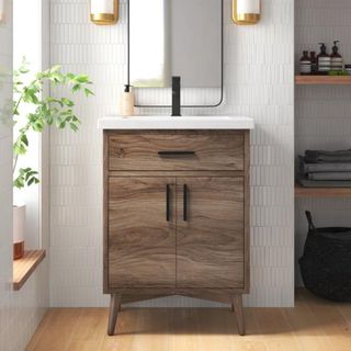 Mercury Row® Binford 24'' Single Bathroom Vanity with Ceramic Top