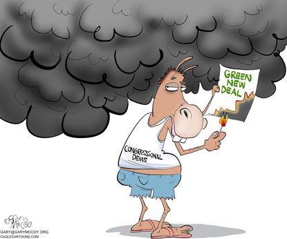 Political cartoon U.S. democrats green new deal