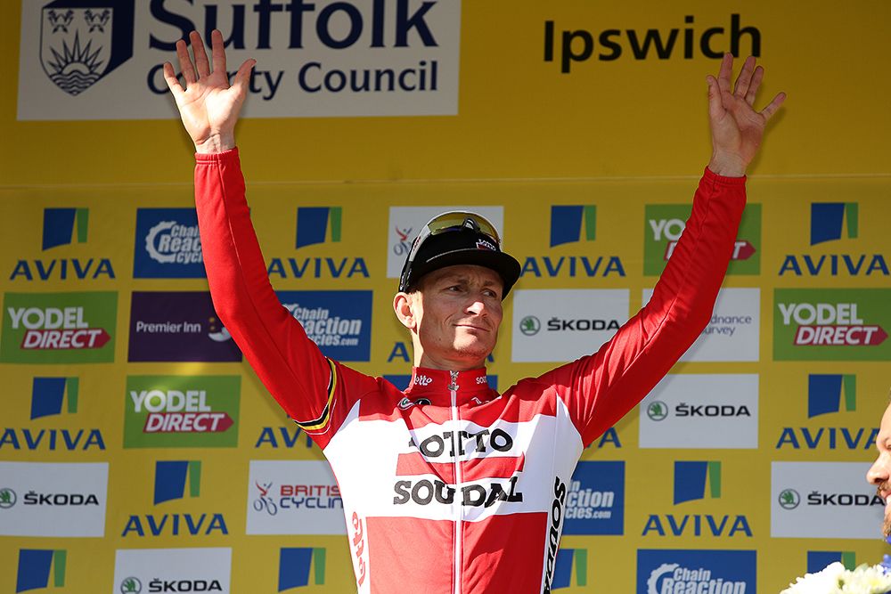 Andre Greipel on the stage 7 podium.