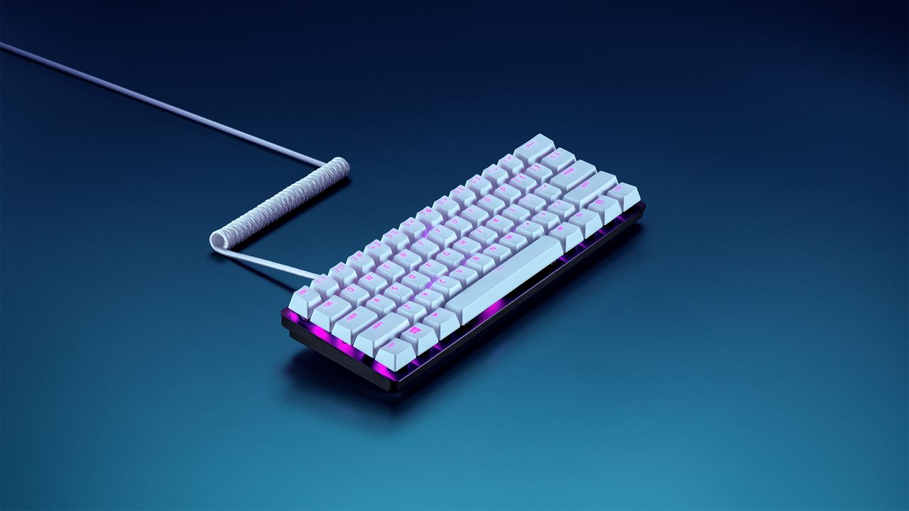 Razer PBT keycaps with coiled cable in multiple colour combinations