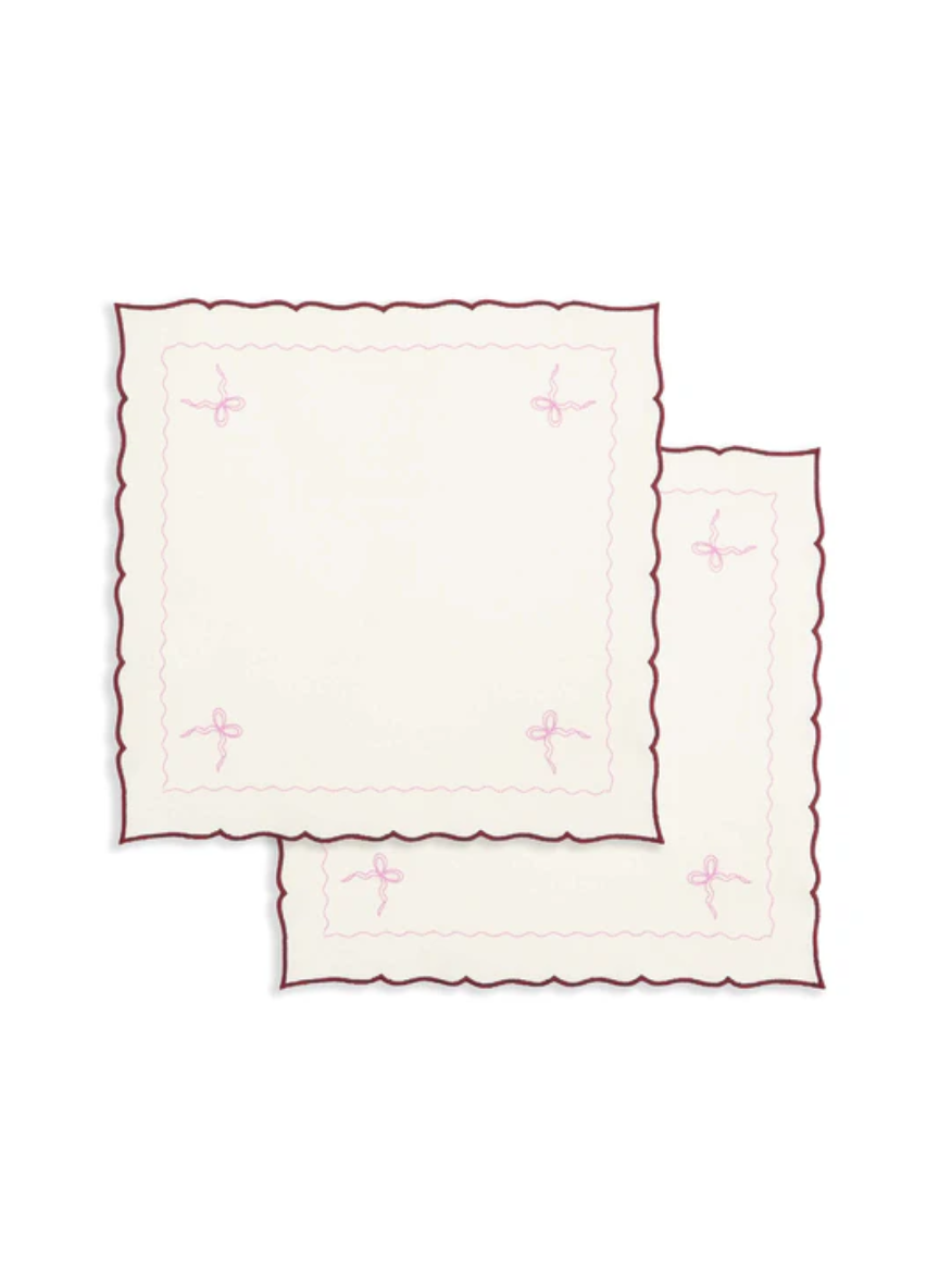 Embroidered Bow Napkins, Set of 2 