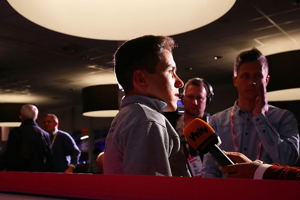 Domenico Pozzovivo answers a question at the AG2R press conference.