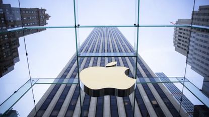 Apple logo on building 