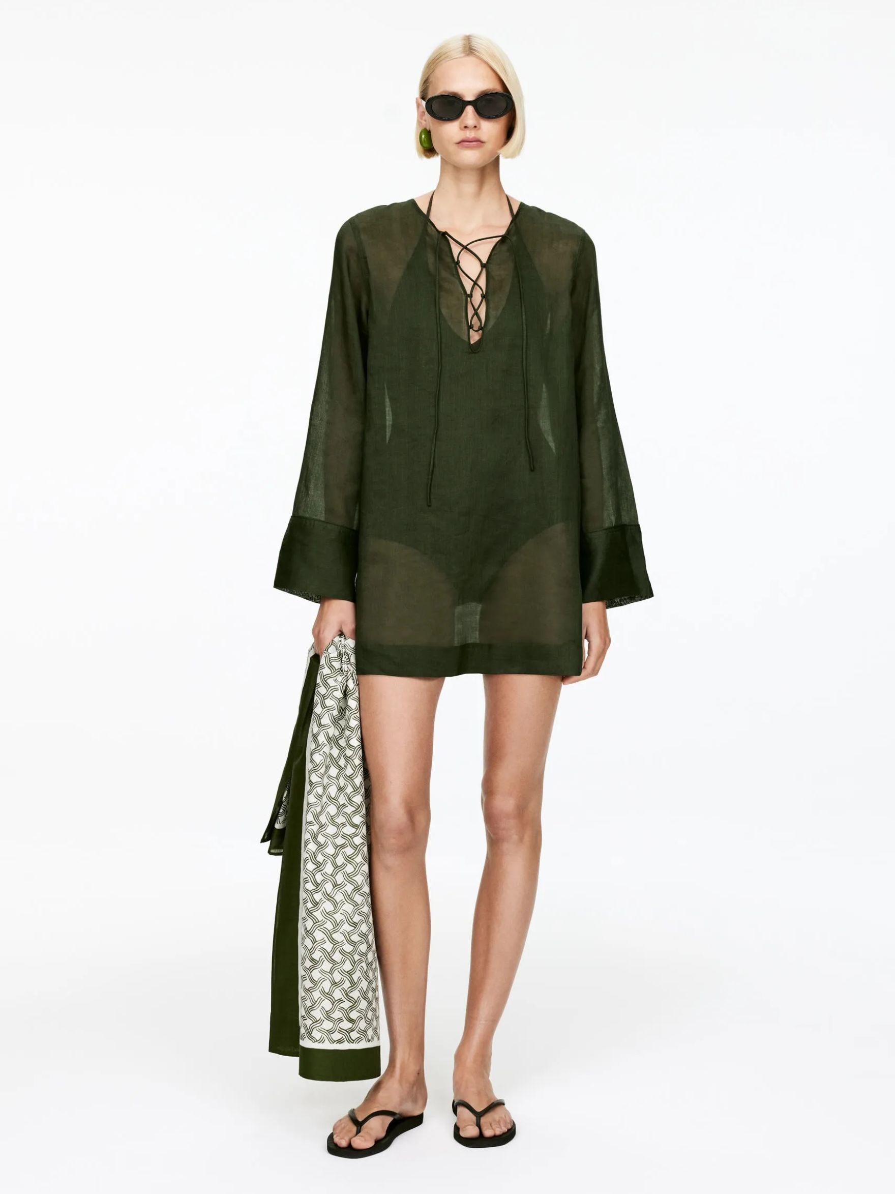 Ramie Beach Dress – Dark Green – Women – Arket Gb