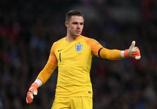 LONDON, ENGLAND - MARCH 27: Jack Butland of England reacts during the International friendly between England and Italy at Wembley Stadium on March 27, 2018 in London, England. (Photo by Laurence Griffiths/Getty Images)