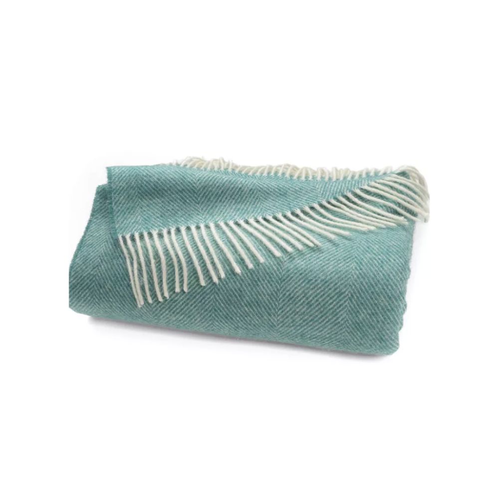 Turquoise herringbone throw