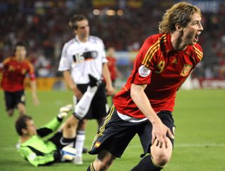 Fernando Torres celebrates after scoring Spain's winner against Germany in the final of Euro 2008.