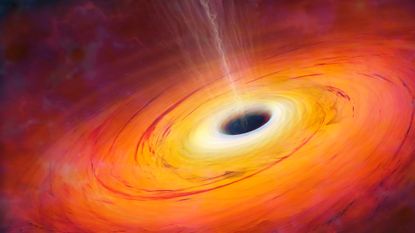 Computer artwork of a black hole.