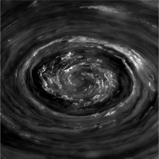 This spectacular photo of a polar storm on Saturn was taken by NASA's Cassini spacecraft on Nov. 27, 2012