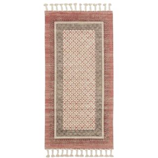 Red and neutral zara rug runner