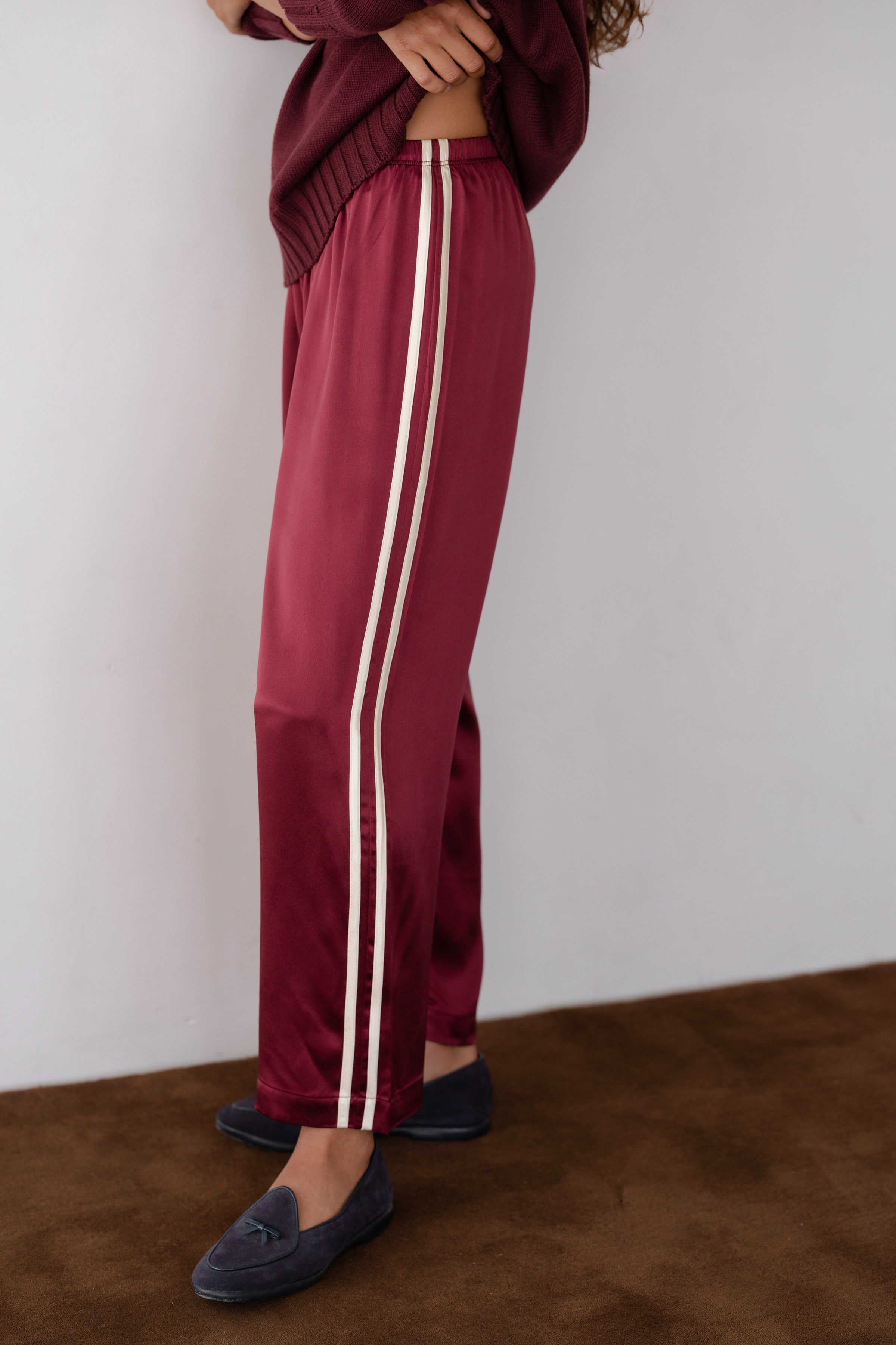 The Silk Stripe Crop Pant