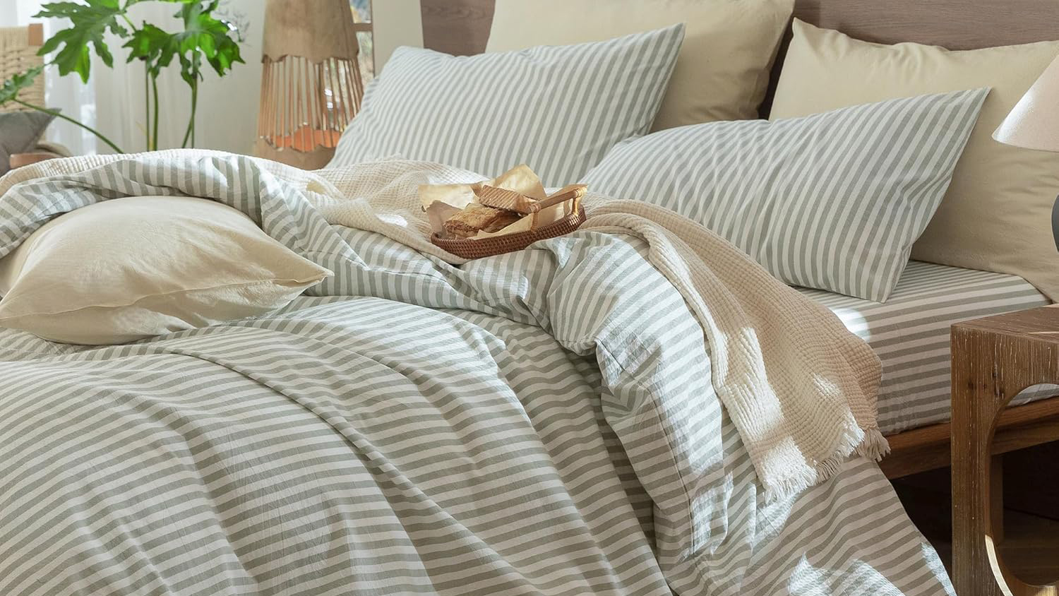 MooMee Striped 100% Brushed Cotton Duvet Cover