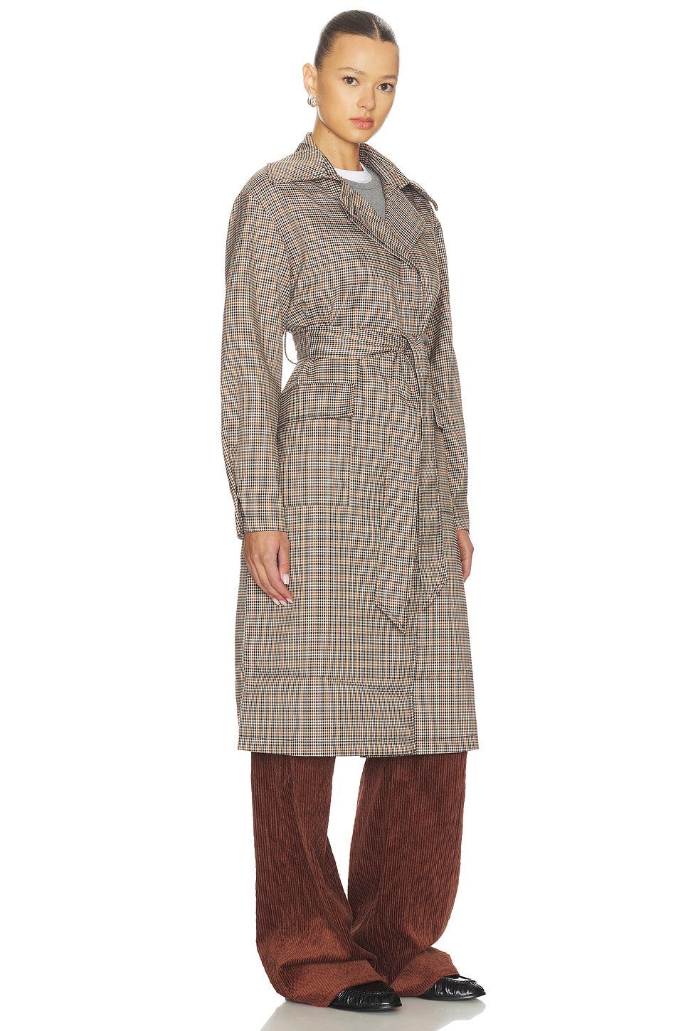 Starling Trench Coat in Brown Plaid