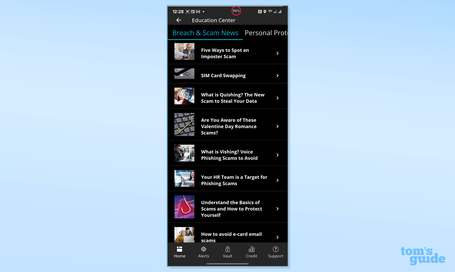 Screenshot of the IdentityForce app
