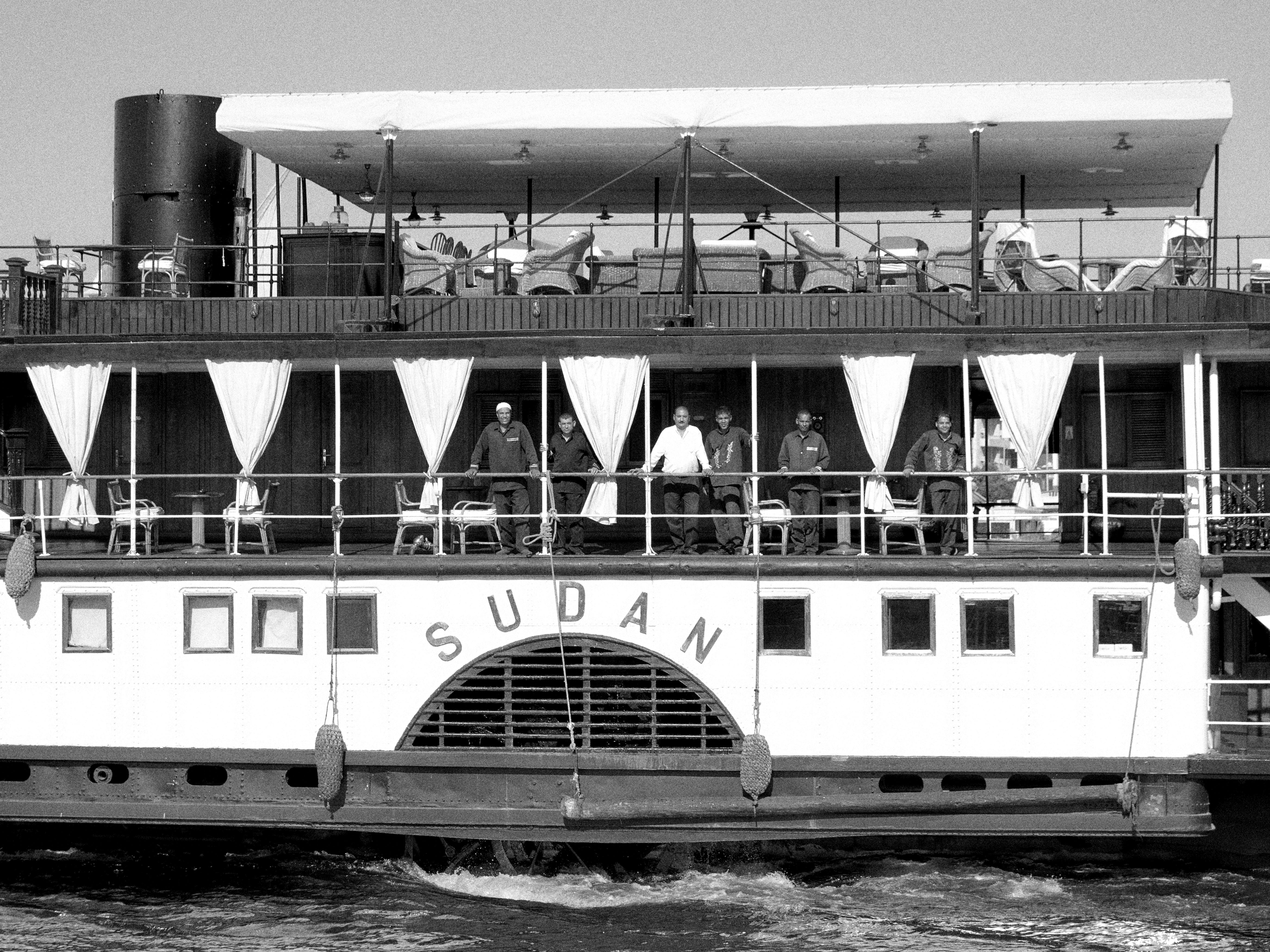 A black and white photo of the paddle steamer SS Sudan