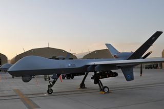 One of the British Royal Air Force's Reaper drones at Kandahar Airfield in Afghanistan.