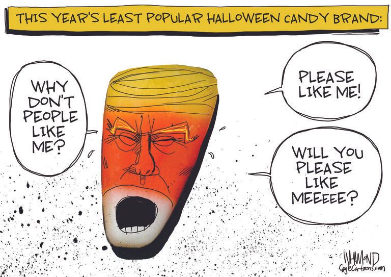 Political Cartoon U.S. Trump Halloween candy corn