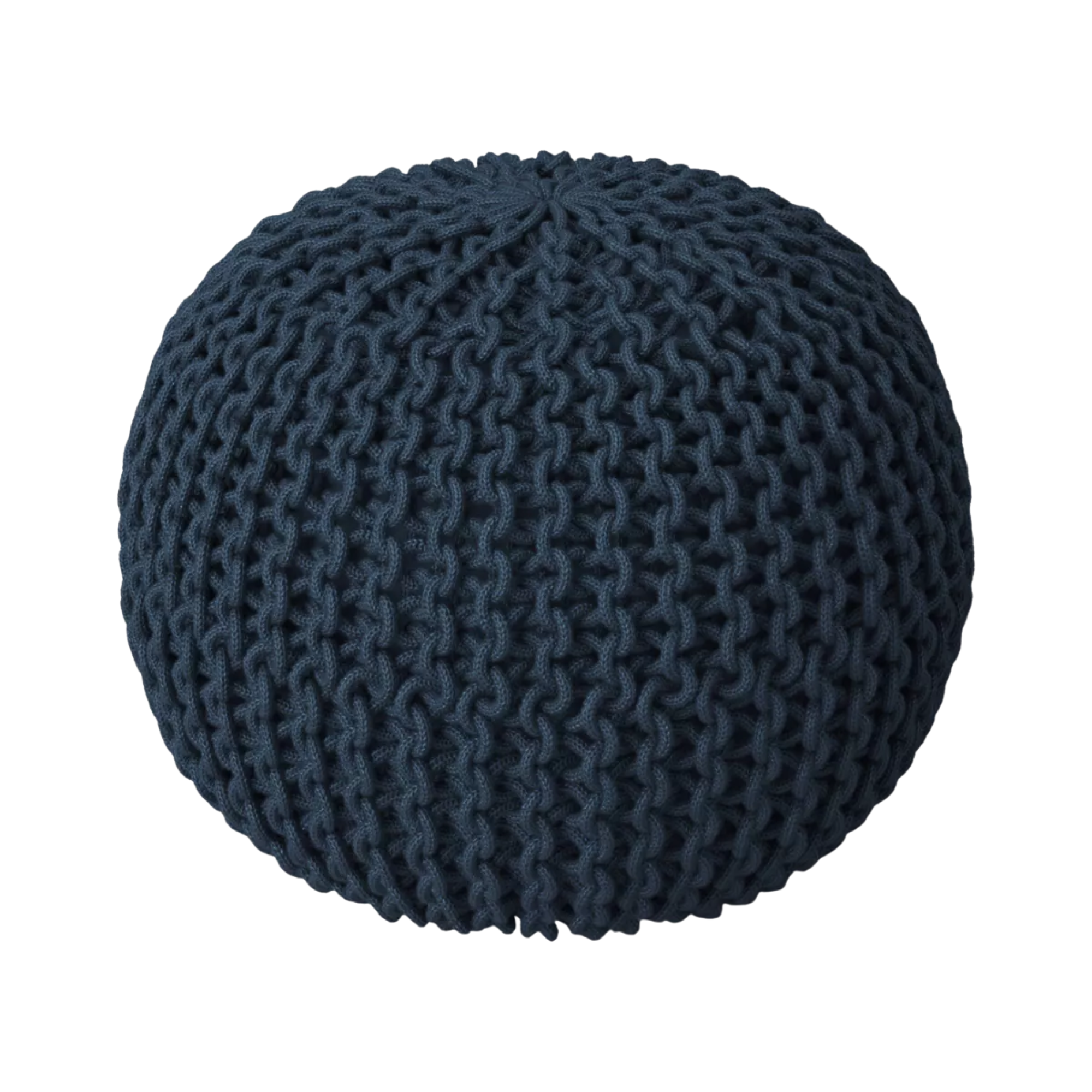 a blue outdoor pouf