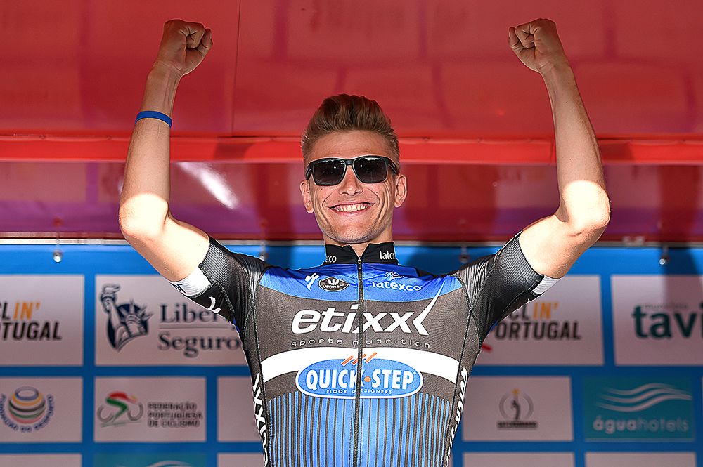 Marcel Kittel on the stage 4 podium at Algarve.