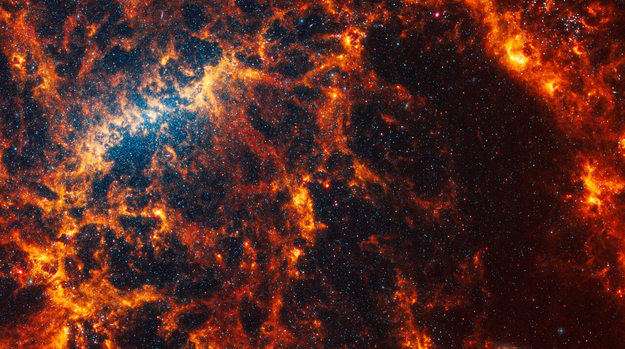 La galaxia espiral NGC 5068 está dominada por agujeros y vacíos que pueden haber sido despejados por la explosión de estrellas masivas.