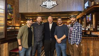 Tom Kerridge with 'The Beefy Boys' standing in their restaurant for The Hidden World of Hospitality