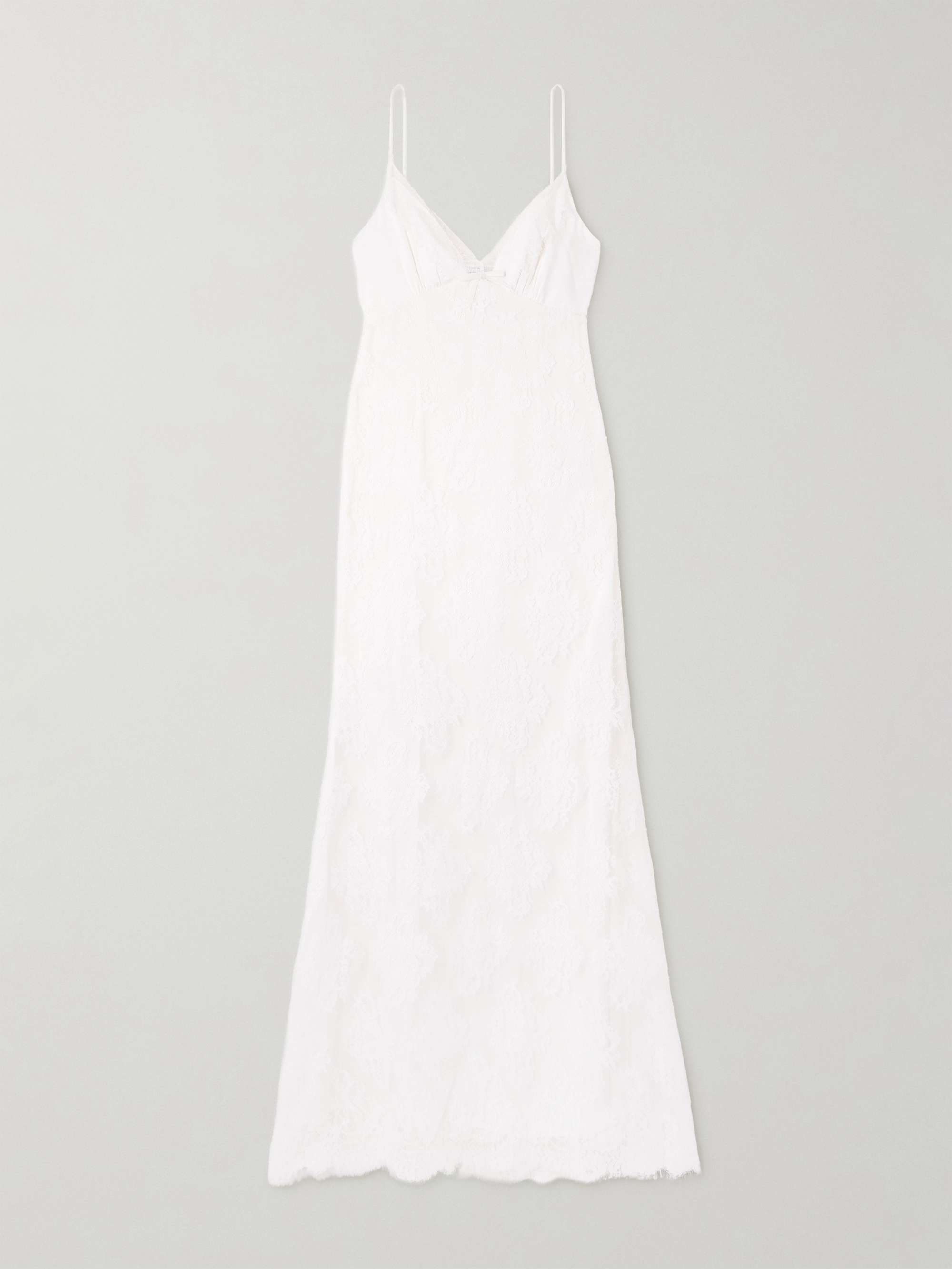 Bow-Embellished Cotton-Blend and Lace Maxi Dress