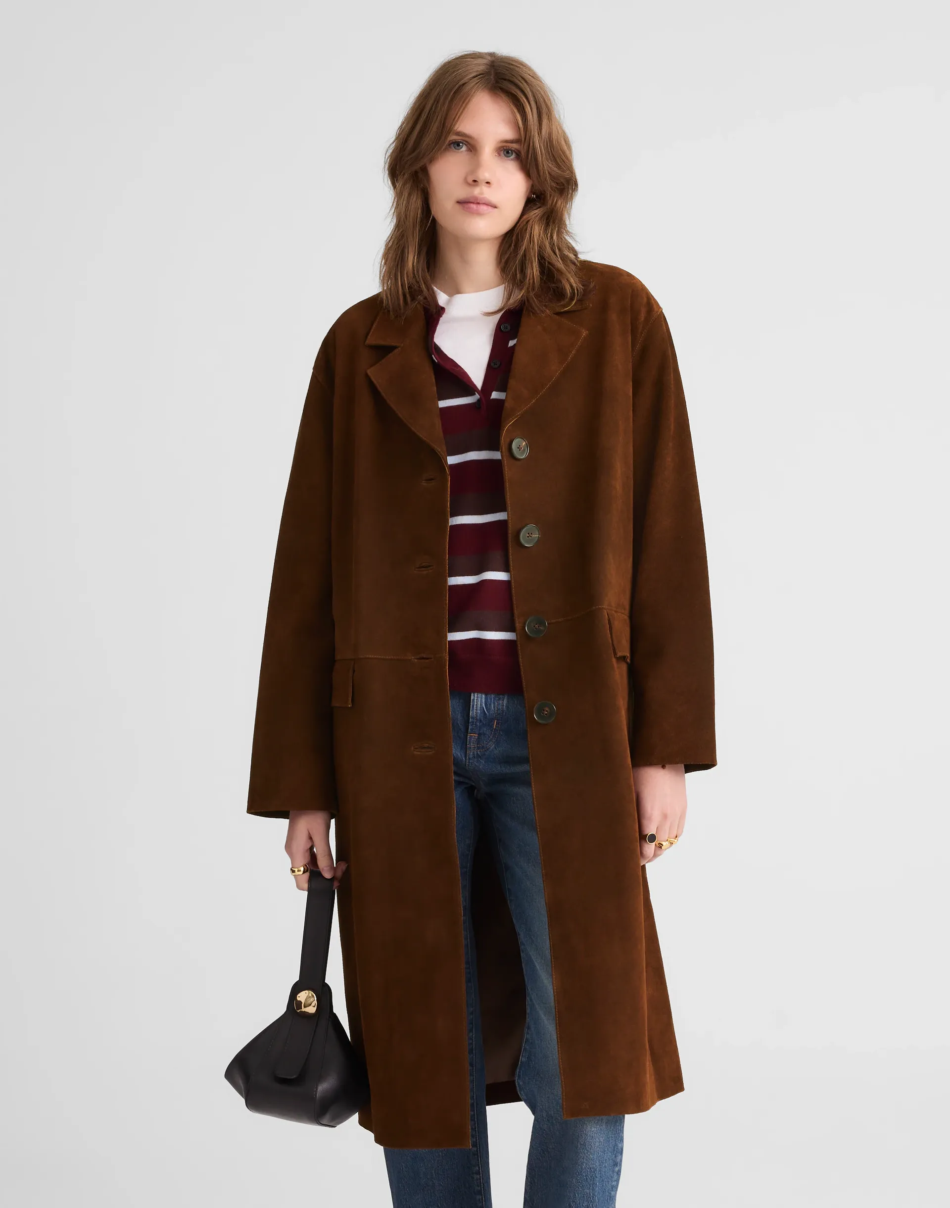 Single-Breasted Topcoat in Suede