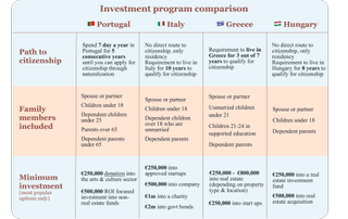 Investment program comparisons