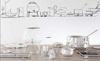Silver brunch set, by Jean-Marie Massaud with Christofle. A range of silver and glass crockery.