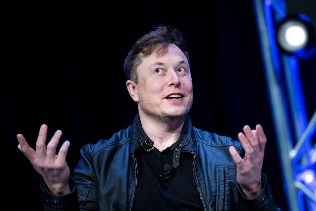 Elon Musk speaks during the Satellite 2020 at the Washington Convention Center.