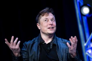 Elon Musk speaks during the Satellite 2020 conference at the Washington Convention Center.