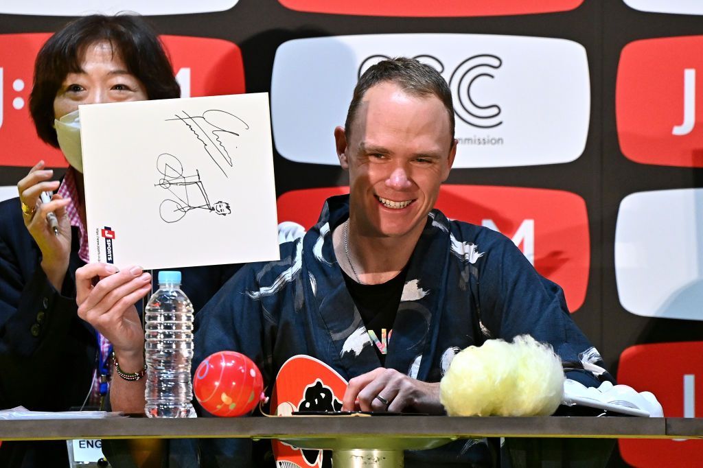 SAITAMA JAPAN NOVEMBER 05 Christopher Froome of United Kingdom and Team Israel Premier Tech participates in a Drawing Test Quiz Contest at Thematic Japanese Festival during the 8th Tour de France Saitama Criterium 2022 Media Day SaitamaCriterium on November 05 2022 in Saitama Japan Photo by Kenta HaradaGetty Images