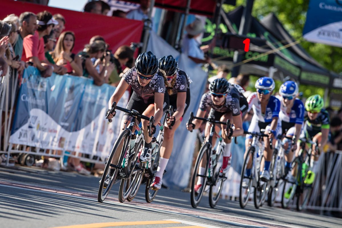 Velocio comes to the front on the final laps.
